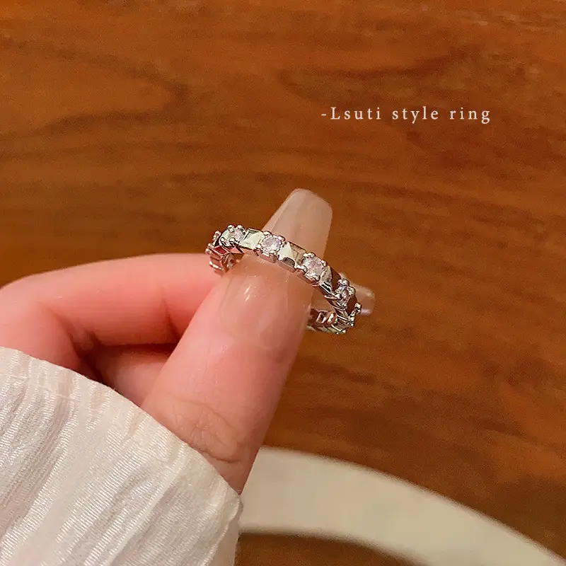 Korean Accessible Luxury Zircon Pearl Bow Rings Set