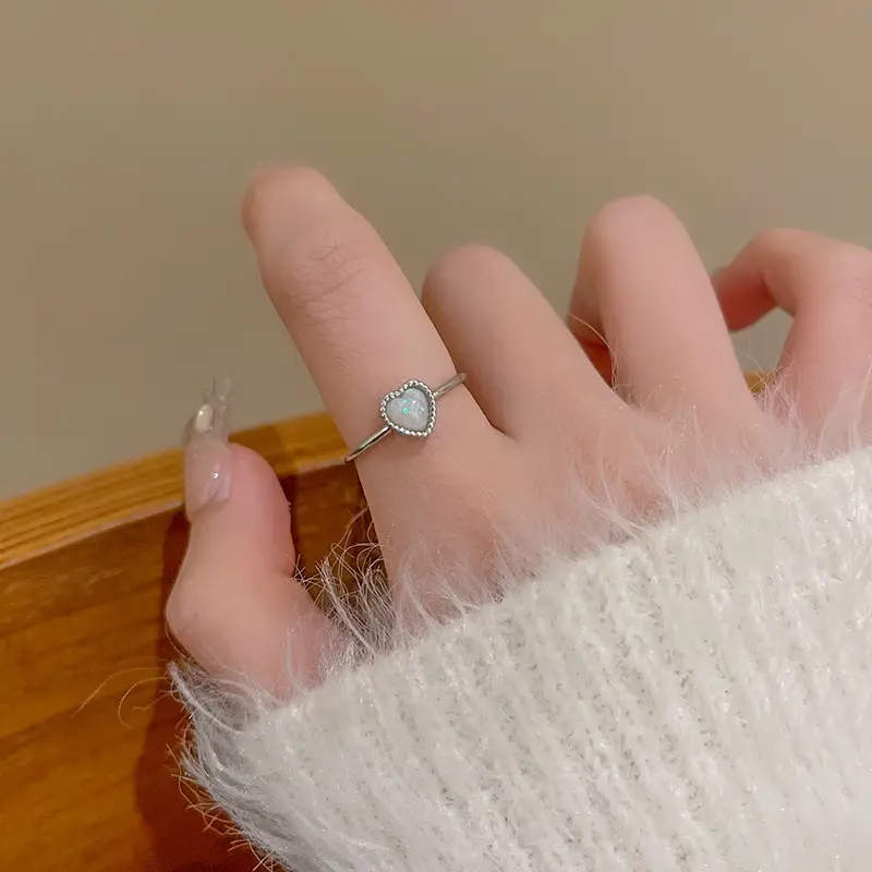 Korean Accessible Luxury Zircon Pearl Bow Rings Set