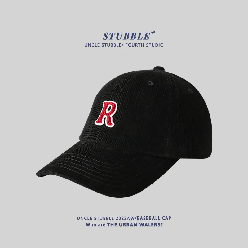 R Label Black Baseball Cap for Men Women - Image 9