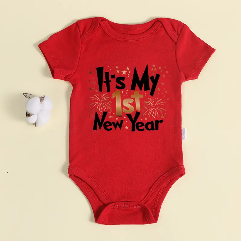 Baby New Year T-Shirt Grey Cotton 1st Baby