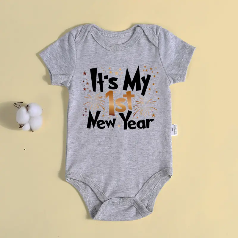 Baby New Year T-Shirt Grey Cotton 1st Baby