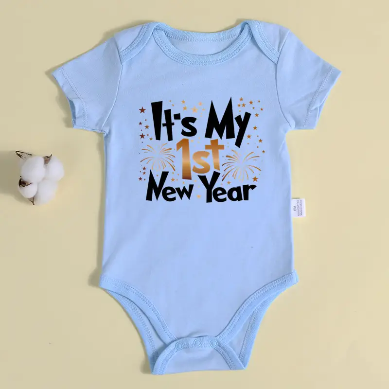 Baby New Year T-Shirt Grey Cotton 1st Baby