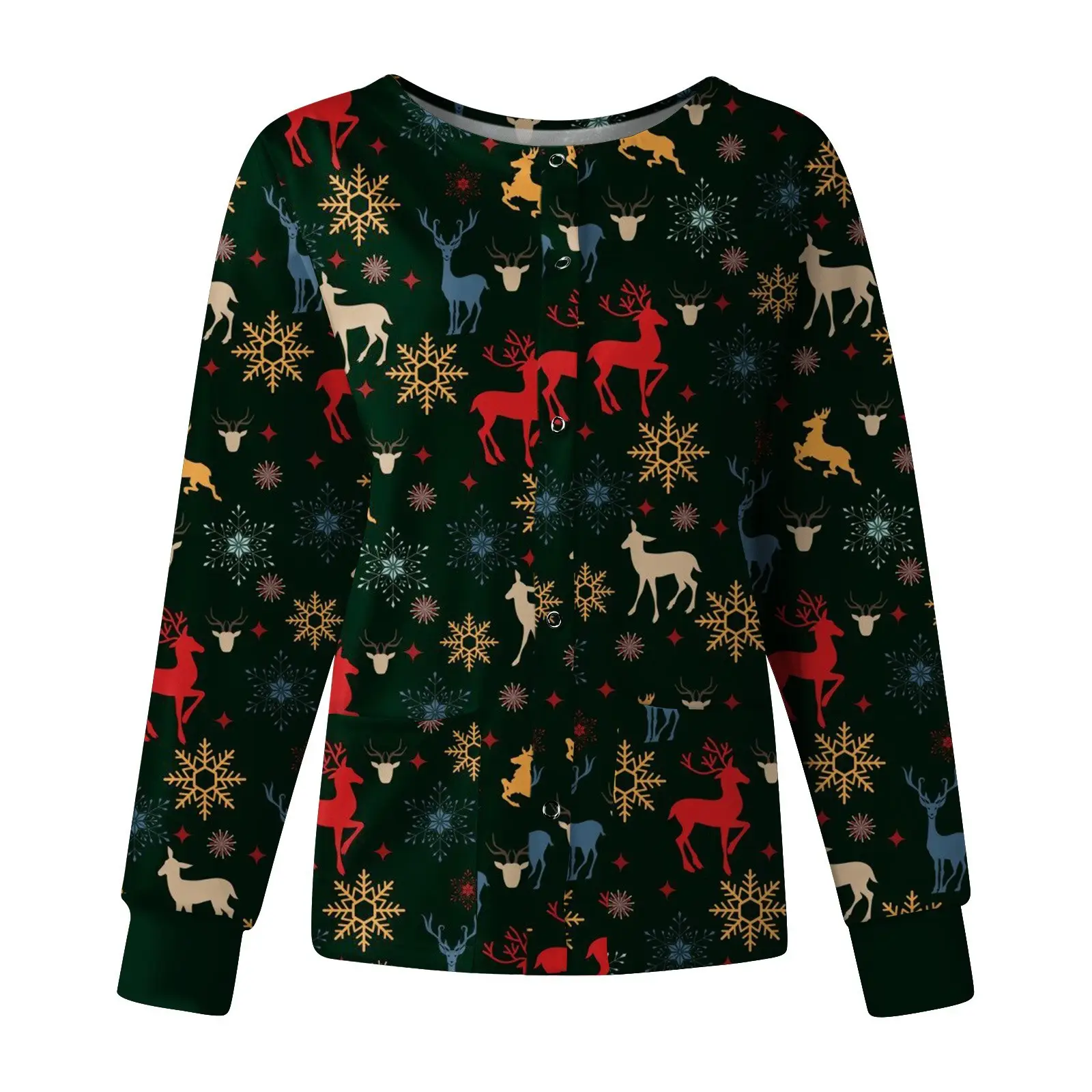 2022 Printed Crewneck Christmas Top for Women — feature 1