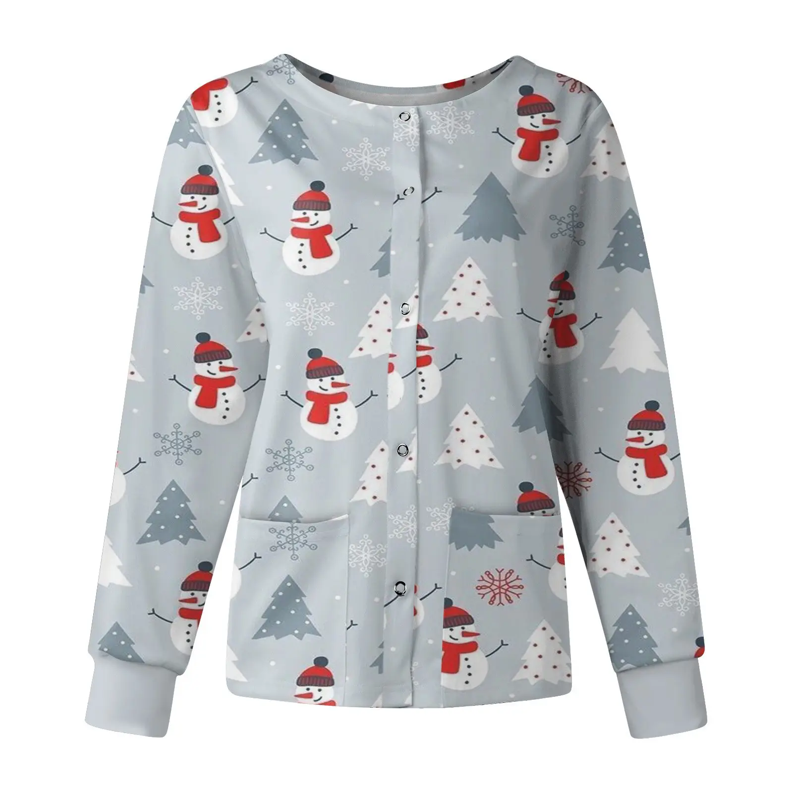 2022 Printed Crewneck Christmas Top for Women — feature 3