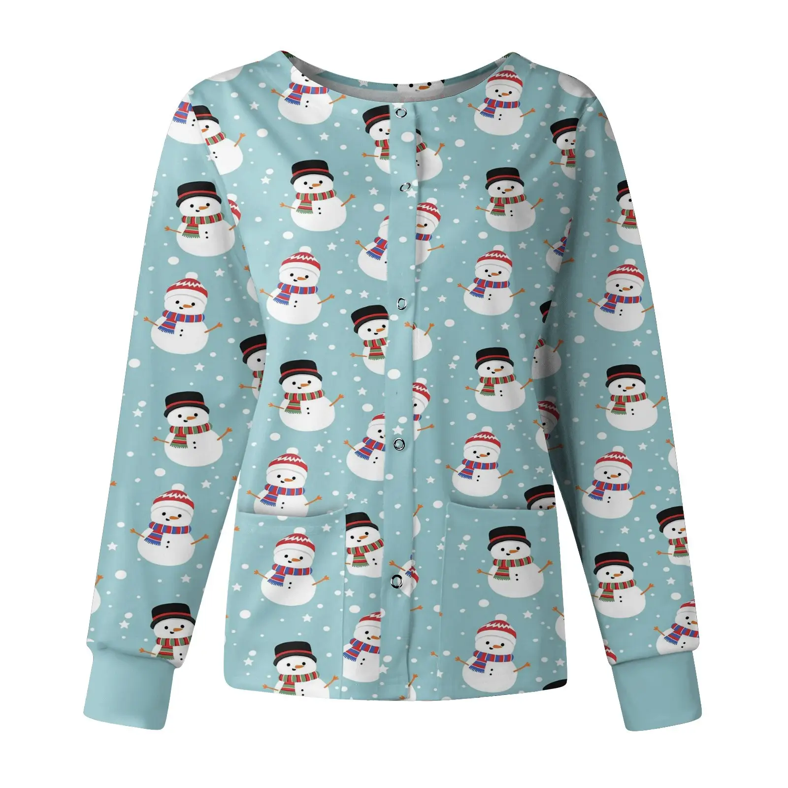 2022 Printed Crewneck Christmas Top for Women — feature 5