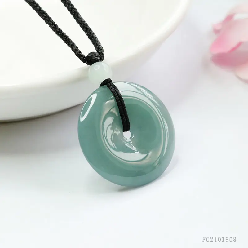 Natural Jade Pendant Blue Horizontal Safety Buckle - Image 3