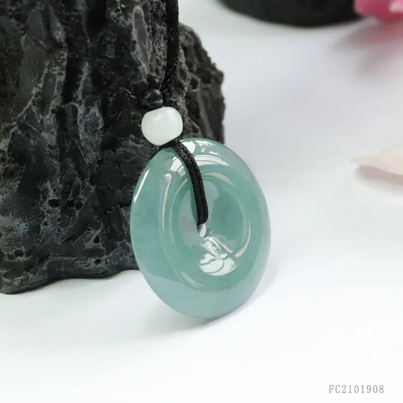 Natural Jade Pendant Blue Horizontal Safety Buckle — feature 11