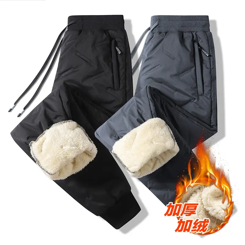 Men's Winter Fleece Lined Sweatpants Black - Image 5