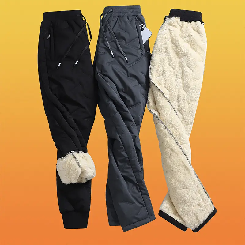 Men's Winter Fleece Lined Sweatpants Black - Image 7