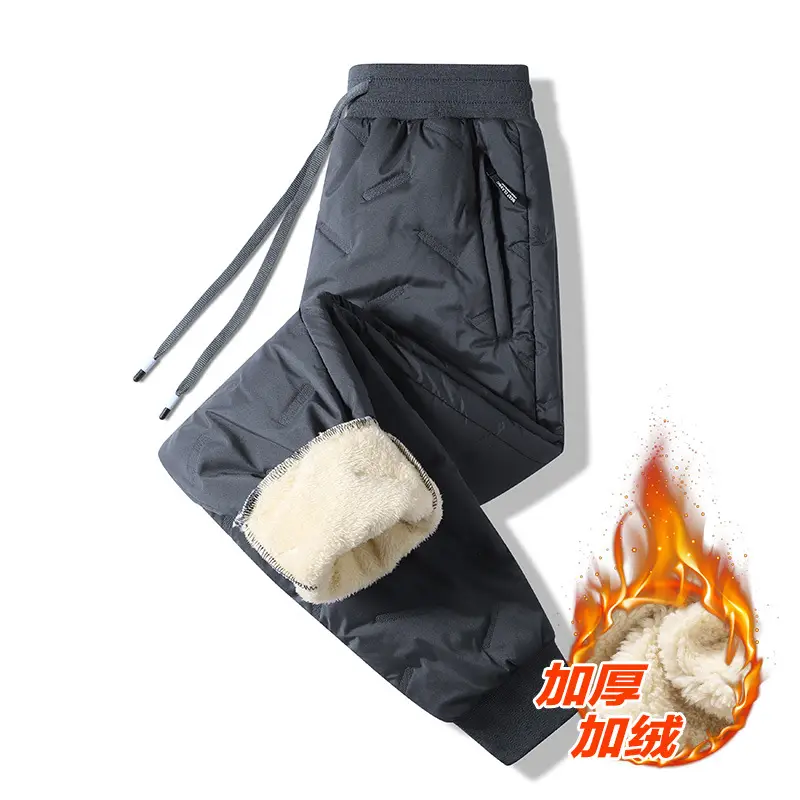 Men's Winter Fleece Lined Sweatpants Black - Image 3