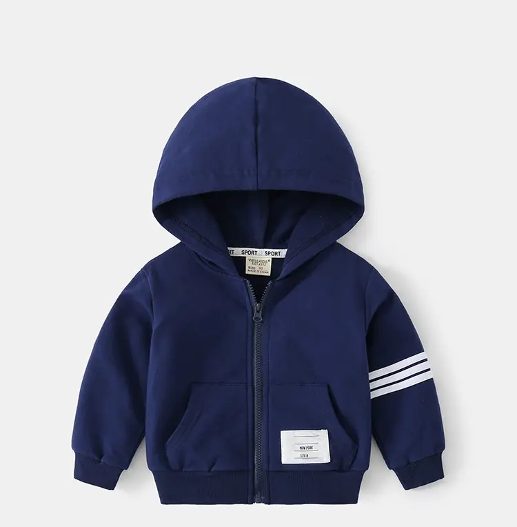 Autumn Zipper Hoodie Blue Kids Casual Wear — feature 7
