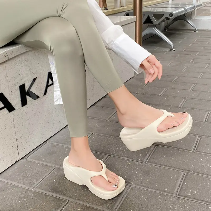 Chunky Platform Flip-Flops for Women, European and American Style, Trendy Barbie Pink Eva Thong Sandals with Thick Soles for Height Increase - Image 8