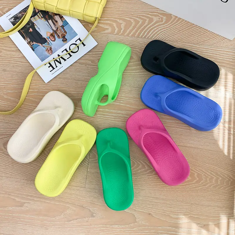 Chunky Platform Flip-Flops for Women, European and American Style, Trendy Barbie Pink Eva Thong Sandals with Thick Soles for Height Increase - Image 9