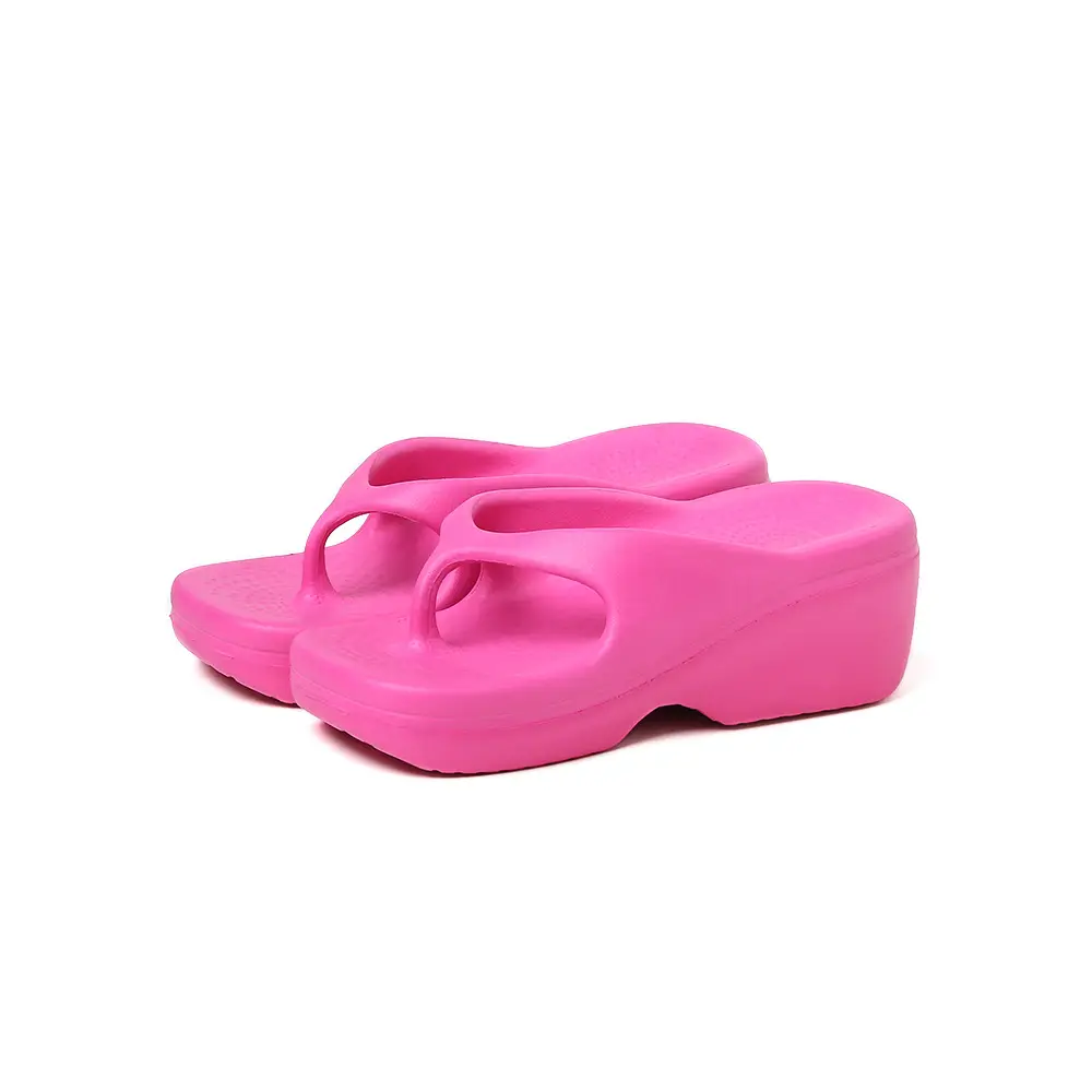 Chunky Platform Flip-Flops for Women, European and American Style, Trendy Barbie Pink Eva Thong Sandals with Thick Soles for Height Increase - Image 2