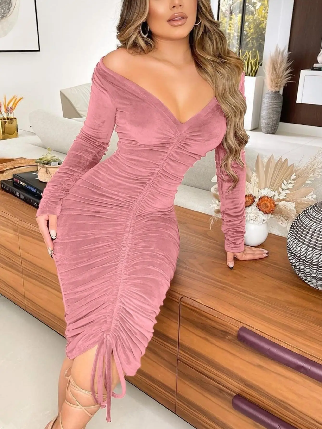 Ttdd002 Women's Cross-Border Pleated Dress Brown — feature 18