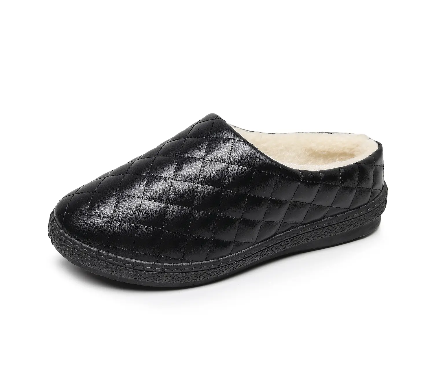 2025 Winter Women's Fleece Lined Cotton Slippers Black Brown - Image 2