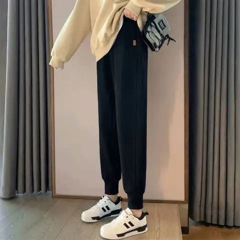 Women Fleece Lined Loose Toe Pants Black - Image 8