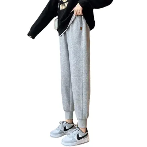 Women Fleece Lined Loose Toe Pants Black - Image 9