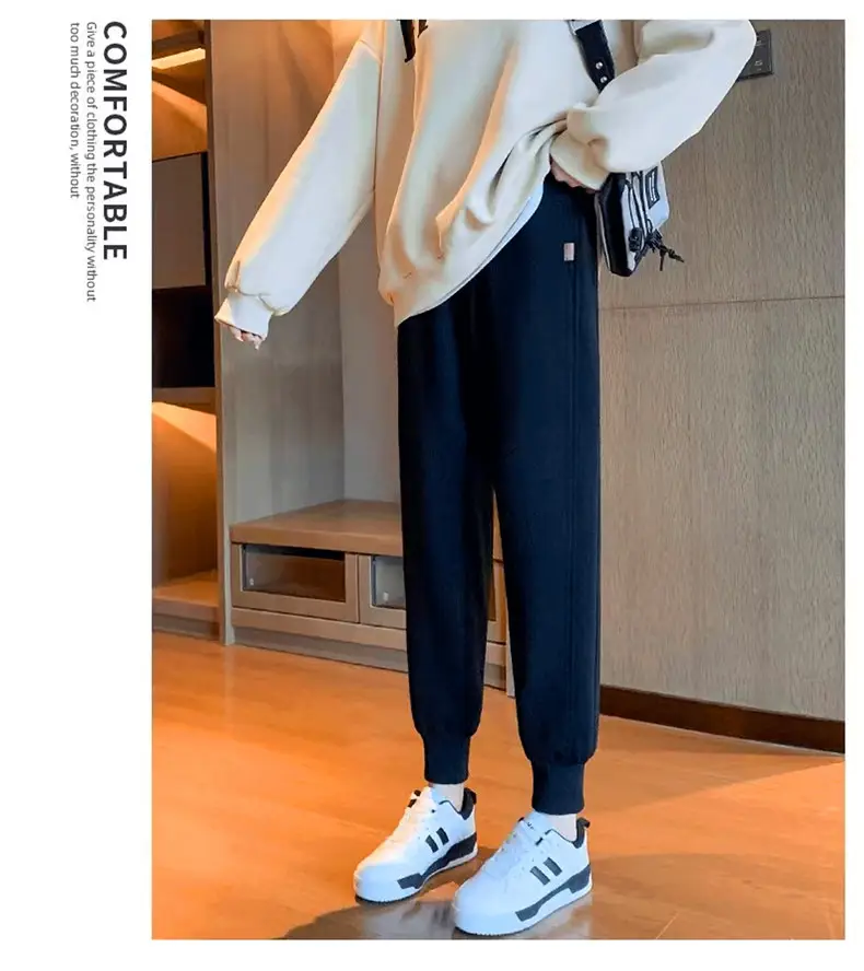 Women Fleece Lined Loose Toe Pants Black — feature 12