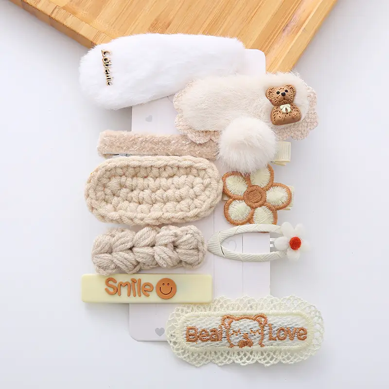 Cute Bear Hairpins for Girls with Plush Pom Pom