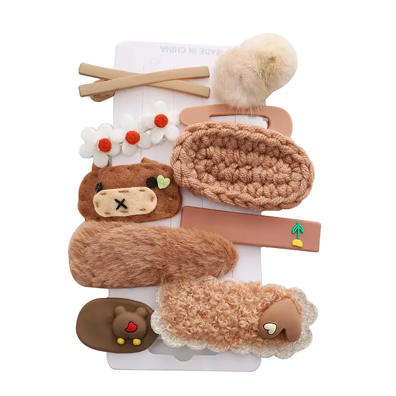 Cute Bear Hairpins for Girls with Plush Pom Pom
