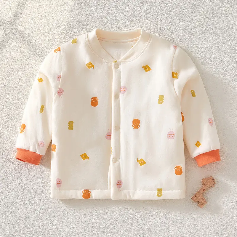 Baby Cotton Padded Coat Girls Winter Orange Trim - Image 2