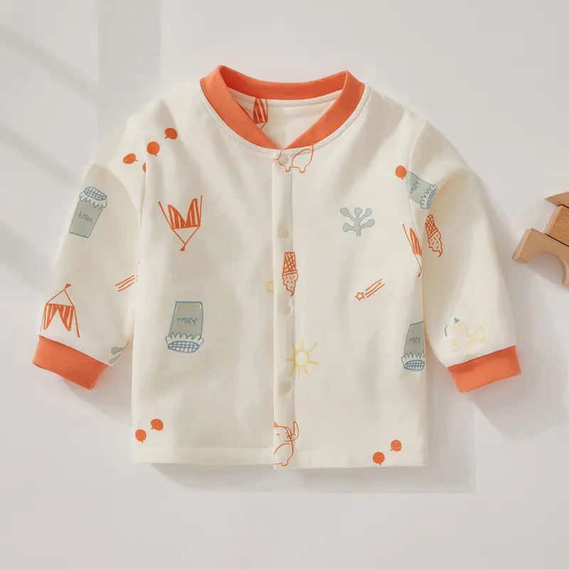 Baby Cotton Padded Coat Girls Winter Orange Trim - Image 5
