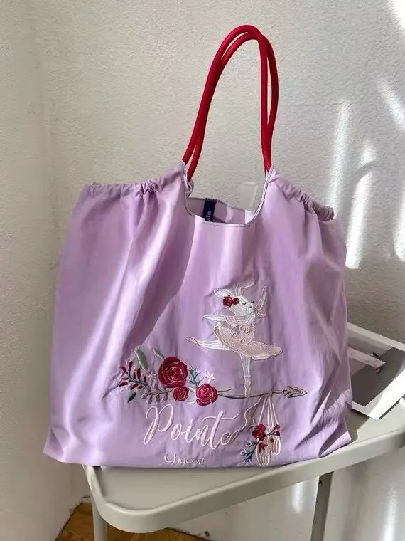 Pioneer Club Embroidered Shoulder Bag Purple Nylon