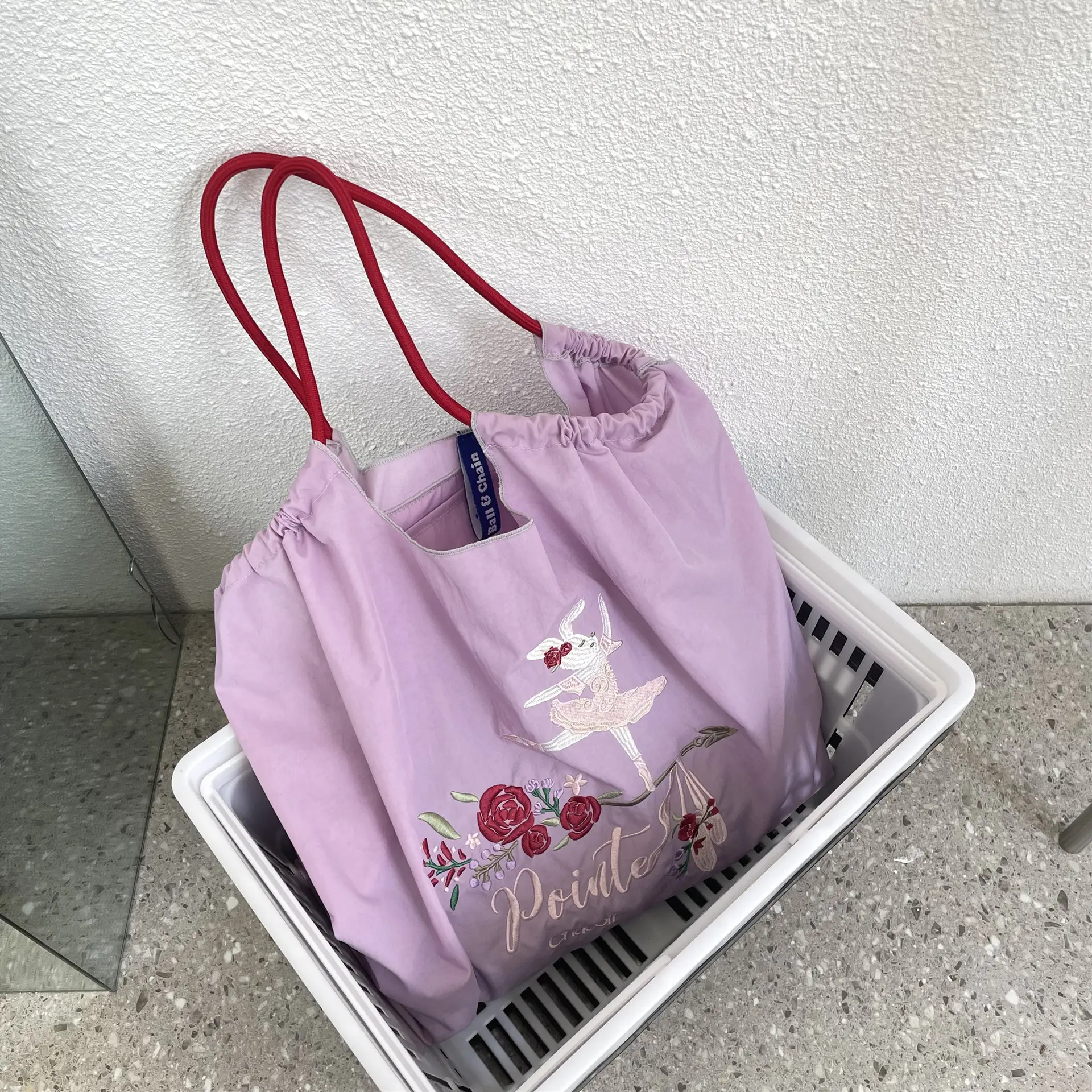 Pioneer Club Embroidered Shoulder Bag Purple Nylon — feature 12