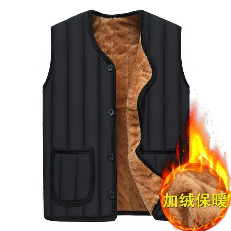 Mao Liner Fleece Vest for Men Middle Age Waistcoat Style - Image 2