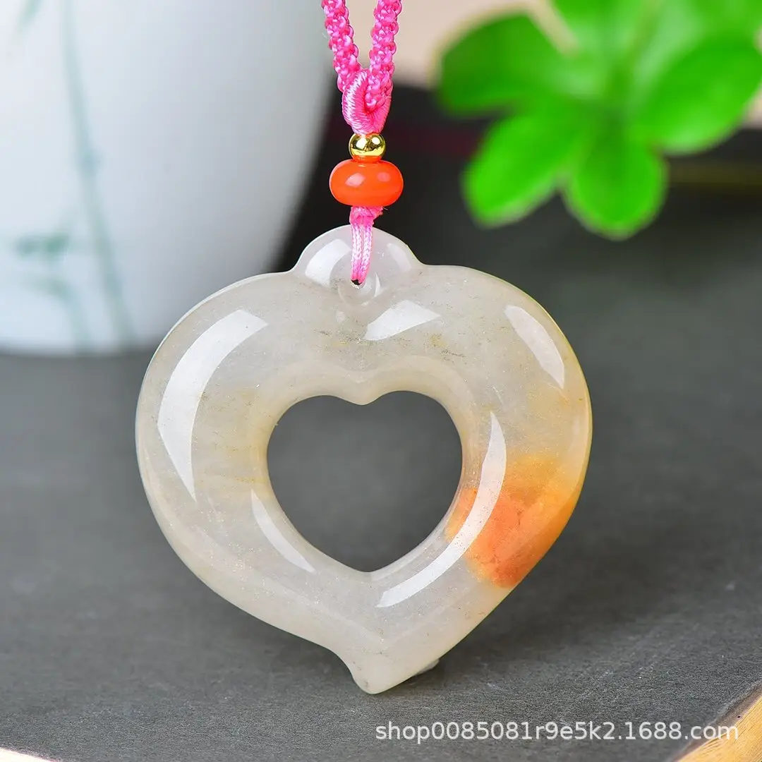 Jade Necklace Set with Heart & Fortune Design