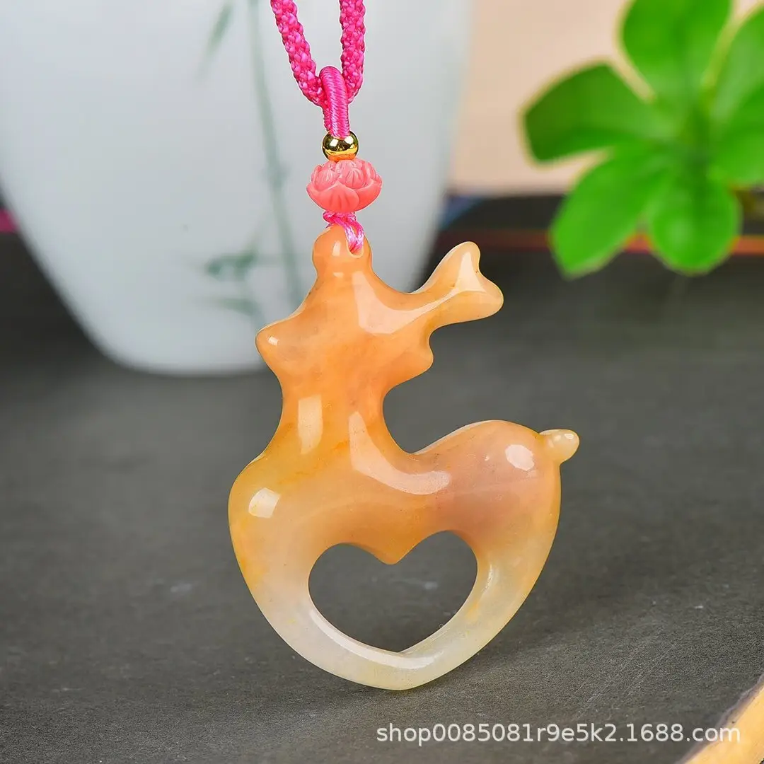 Jade Necklace Set with Heart & Fortune Design