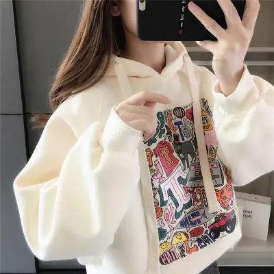 Girls Velvet Hoodie Green 2025 New Medium Large - Image 3