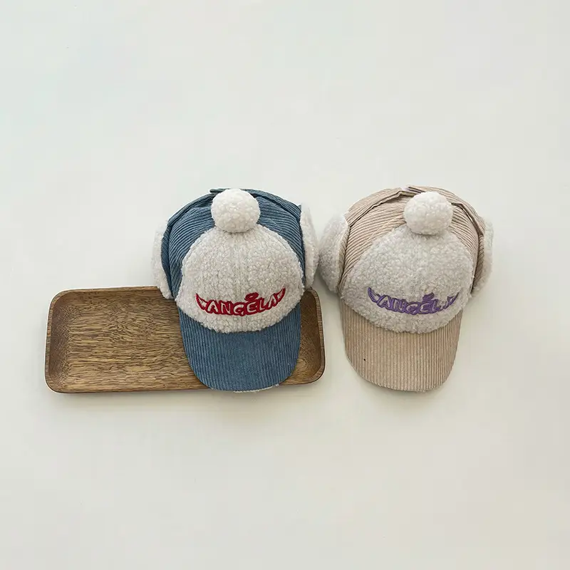Kids Letter Ear Protector Baseball Cap 6 Colors - Image 3