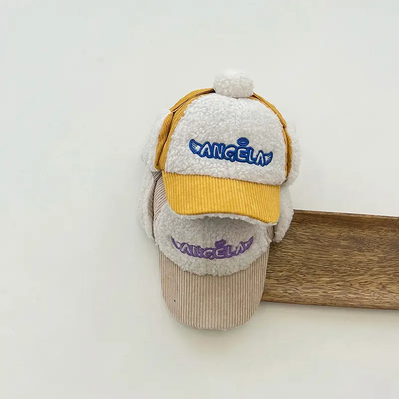Kids Letter Ear Protector Baseball Cap 6 Colors - Image 4