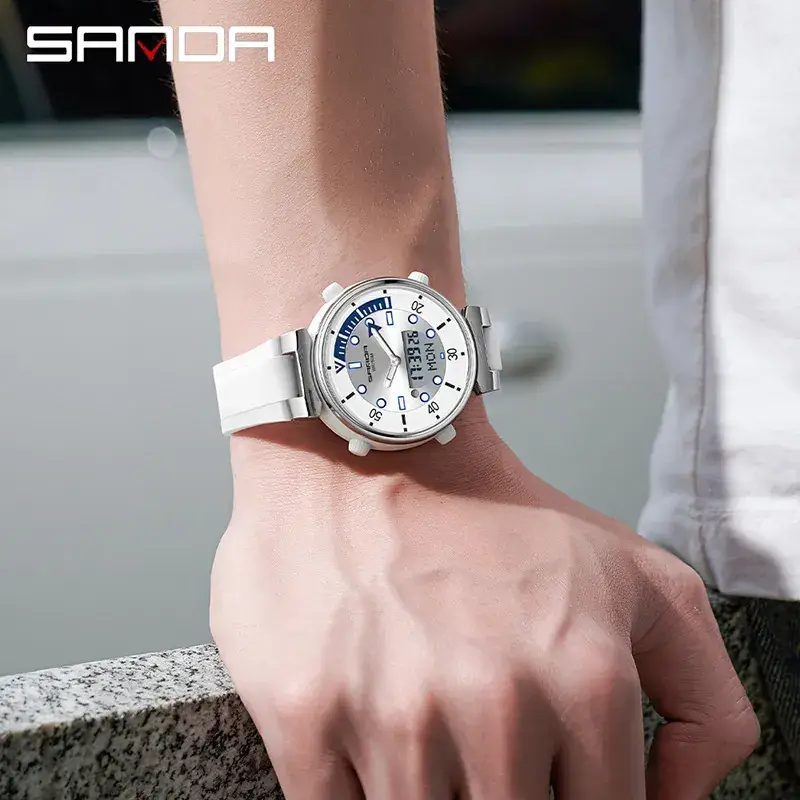 Sanda Digital Watch White Gold Student Fashion Watch - Image 14