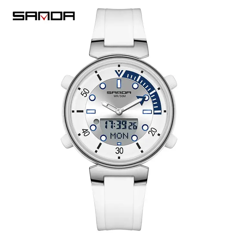 Sanda Digital Watch White Gold Student Fashion Watch - Image 16