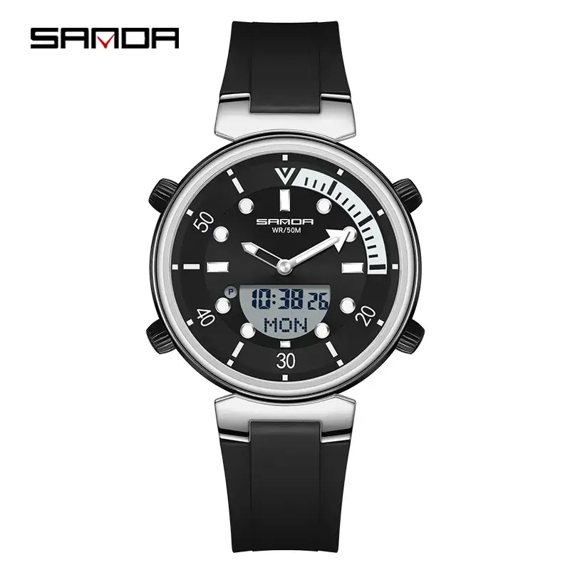 Sanda Digital Watch White Gold Student Fashion Watch - Image 3