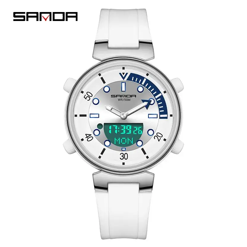 Sanda Digital Watch White Gold Student Fashion Watch - Image 6