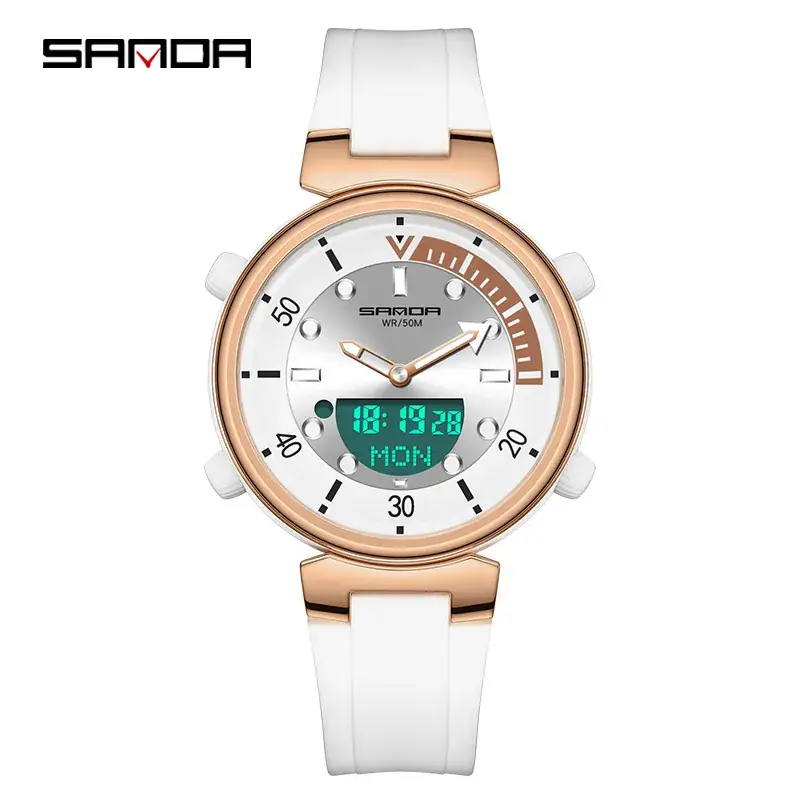Sanda Digital Watch White Gold Student Fashion Watch - Image 8