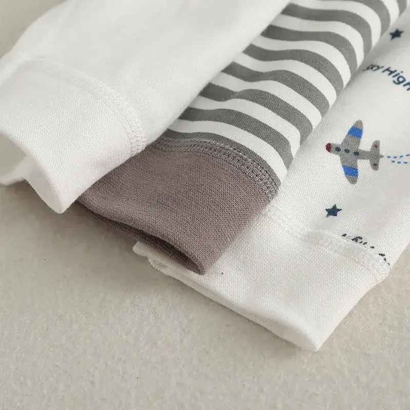 Children Pure Cotton Autumn Trousers Set White - Image 6