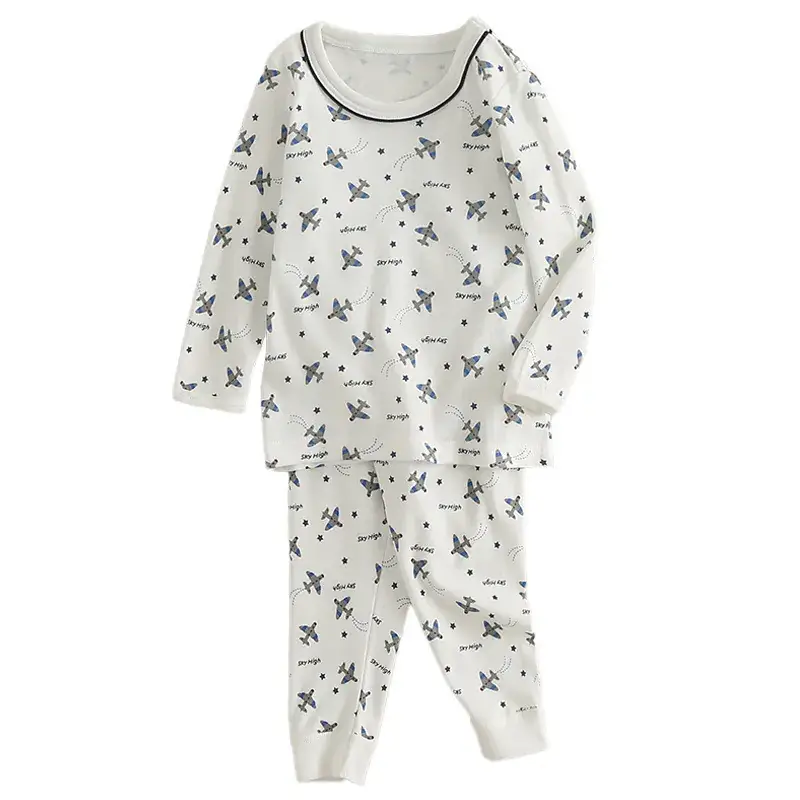 Children Pure Cotton Autumn Trousers Set White - Image 8