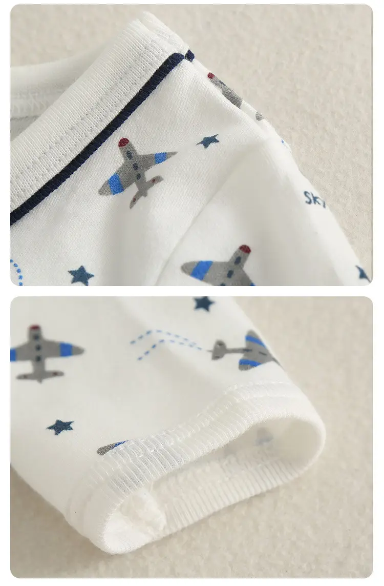 Children Pure Cotton Autumn Trousers Set White — feature 12