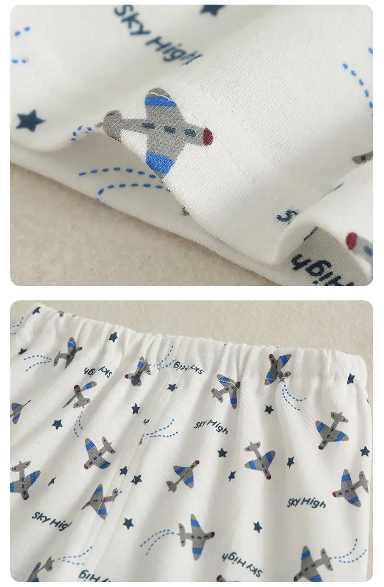 Children Pure Cotton Autumn Trousers Set White — feature 13