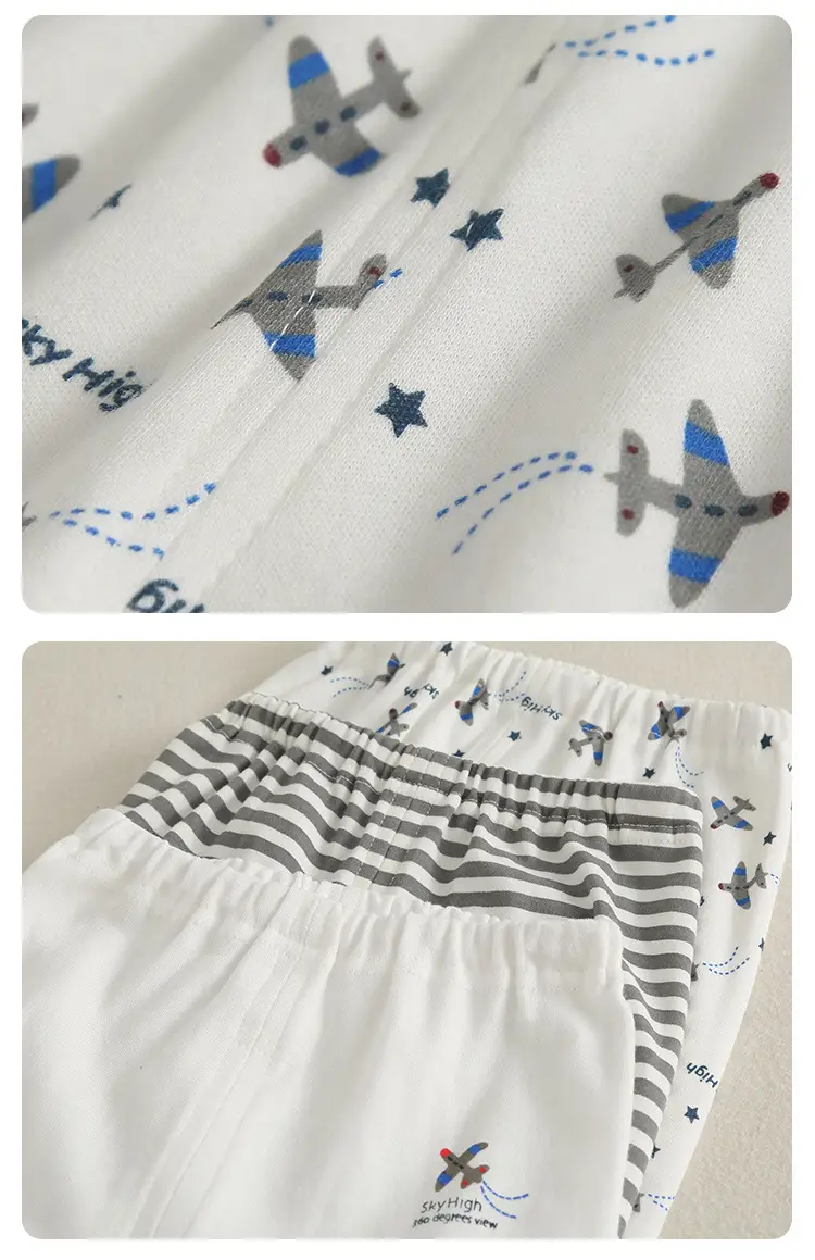 Children Pure Cotton Autumn Trousers Set White — feature 14