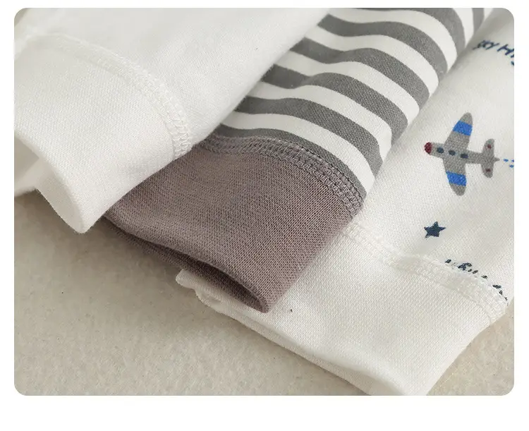 Children Pure Cotton Autumn Trousers Set White — feature 15