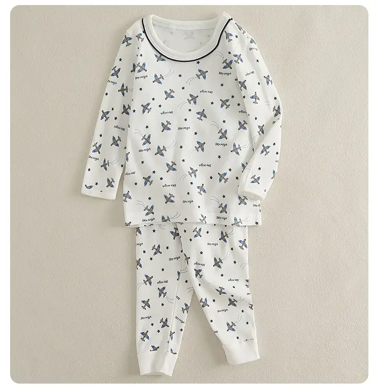 Children Pure Cotton Autumn Trousers Set White — feature 17
