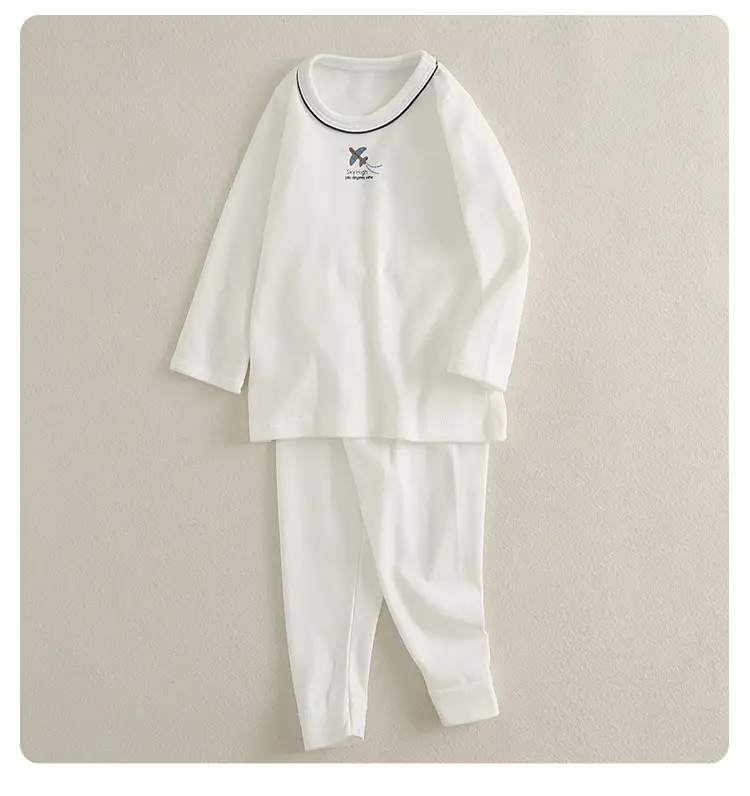 Children Pure Cotton Autumn Trousers Set White — feature 18