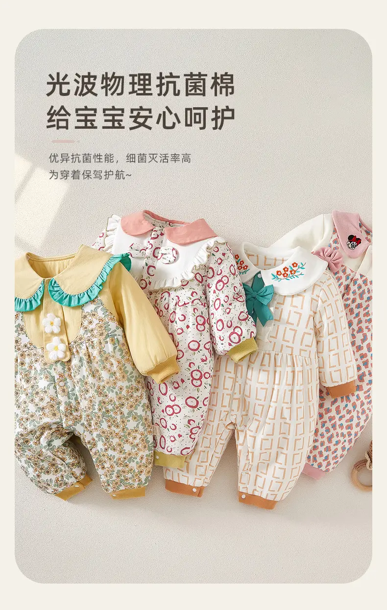 Baby Winter Quilted Romper Set with Printed Pants — feature 7