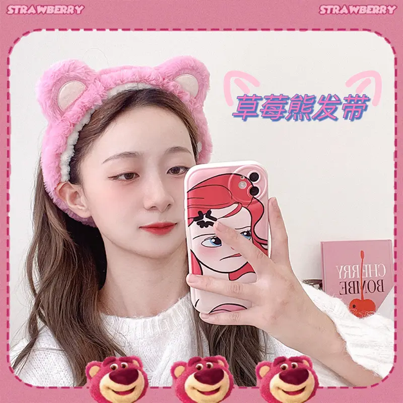 Strawberry Bear Plush Hair Band for Girls - Image 5